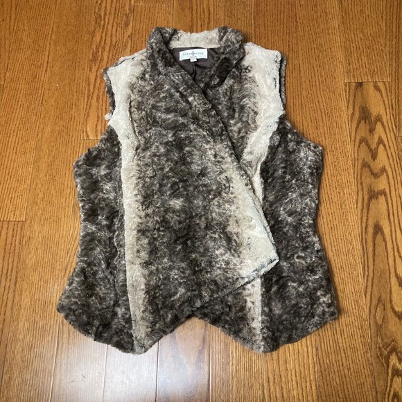 L PL super soft faux fur vest open front Kate Rosie petite - Picture 2 of 9